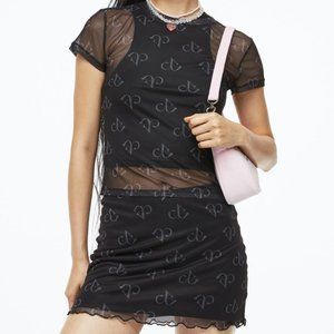 H&M Blackpink Patterned Mesh Top